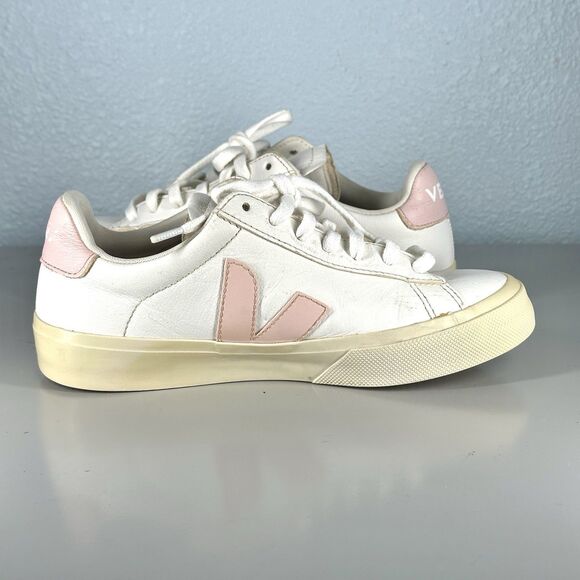 Veja Shoes Women’s Size 6 White Pink Peach  Sneakers Vegan Leather - Picture 7 of 16